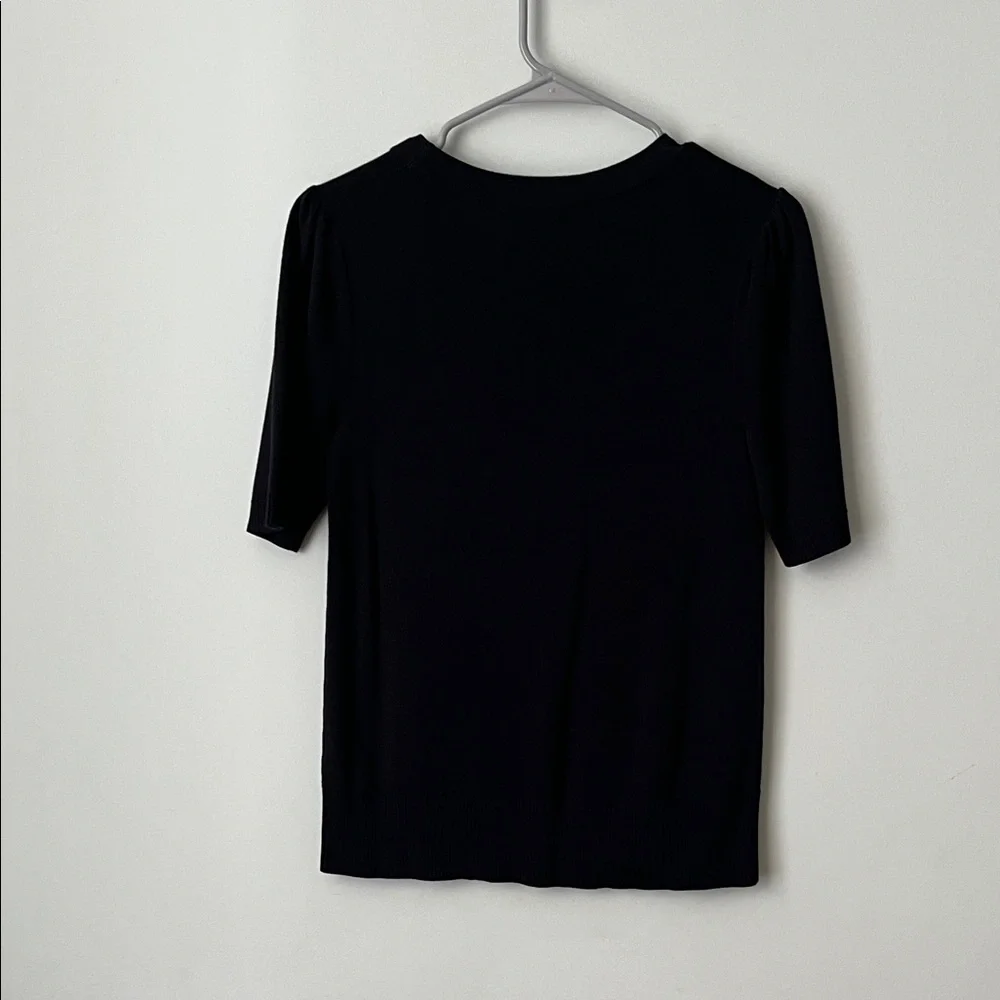 Talbots Black Crew Neck Sweater with Button Details - Picture 4 of 4